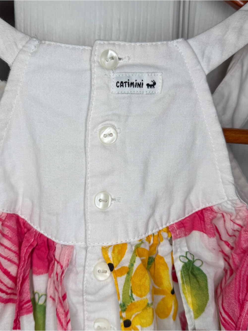 Catimini Girls Floral Pleated Embroidered Sleeveless Dress Sz 8 Pink Colorful - Picture 6 of 9